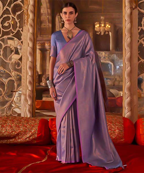Violet Handloom Weaving Silk Casual Wear Saree in durham
