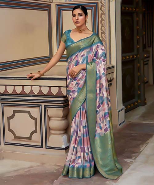 Green  Handloom Silk Casual Wear Saree in canterbury