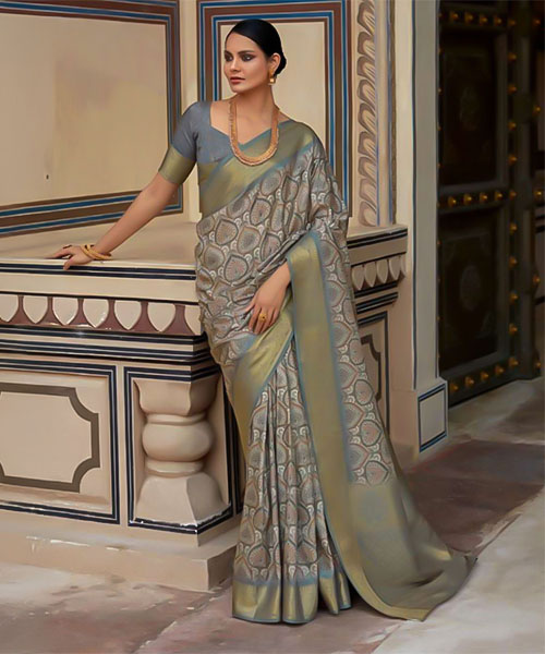 Green  Handloom Silk Casual Wear Saree in canterbury