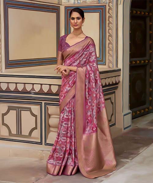 Magenta Handloom Silk Casual Wear Saree in canterbury