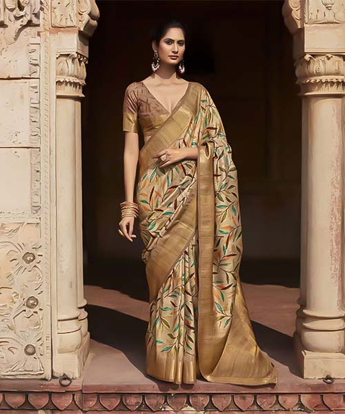 Brown  Handloom Silk  Casual Wear Saree