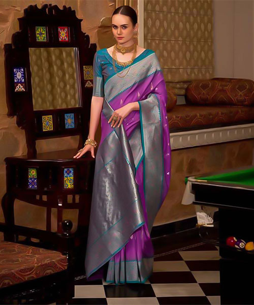 Purple Soft Silk Casual Wear Saree in las vegas