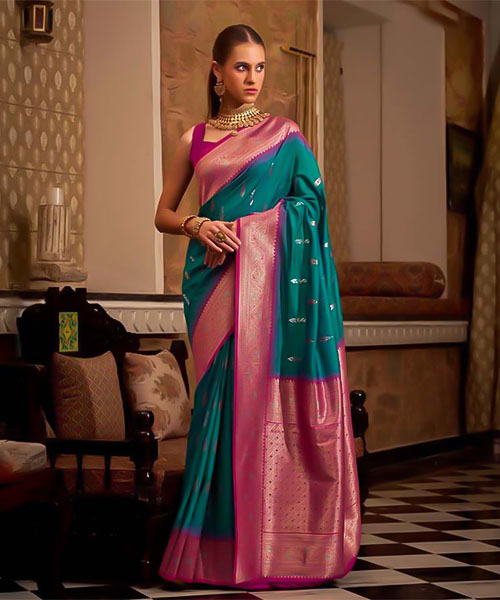 Green Soft Silk Casual Wear Saree in las vegas