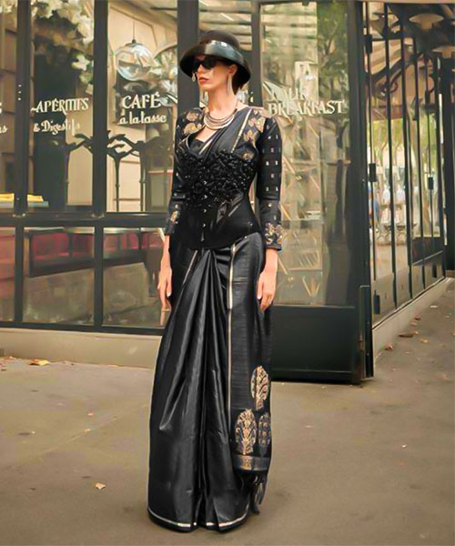 Black  Satin Casual Wear Saree in northampton