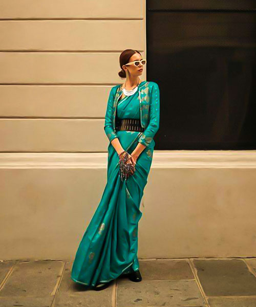 Green  Satin Casual Wear Saree in northampton