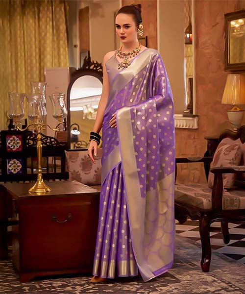 Purple Tissue Silk Casual Wear Saree in bolton