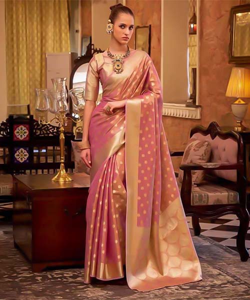 Pink Tissue Silk Casual Wear Saree in bolton