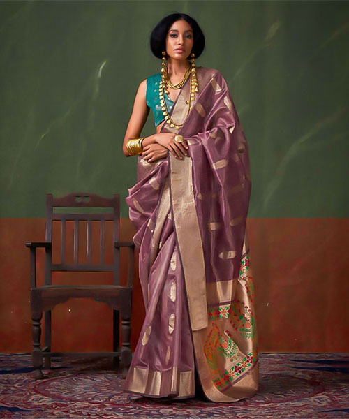 Magenta  Tissue Casual Wear Saree in st davids