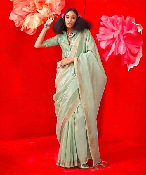 Cyan  Tissue Silk Casual Wear Saree in northampton