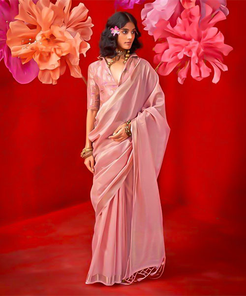 Pink  Tissue Silk Casual Wear Saree in northampton