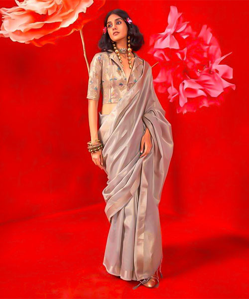 Silver Tissue Silk Casual Wear Saree in northampton