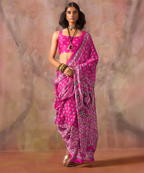 Pink  Satin Georgette  Printed Saree in miami