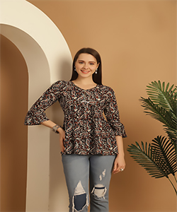 Black COTTON Casual Kurtis