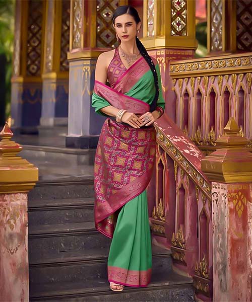 Green  Soft Silk Casual Wear Saree in fiji