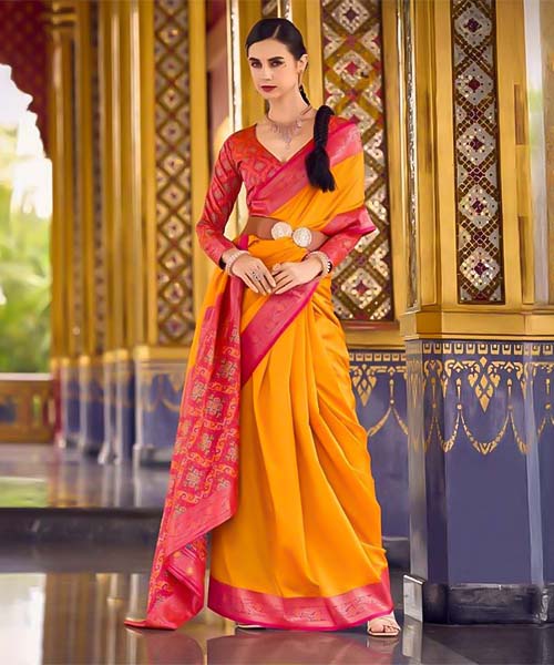 Orange Soft Silk Casual Wear Saree in fiji