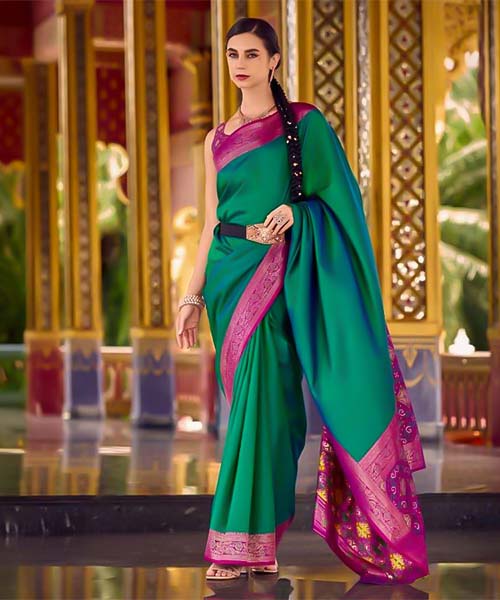 Green  Soft Silk Casual Wear Saree in fiji