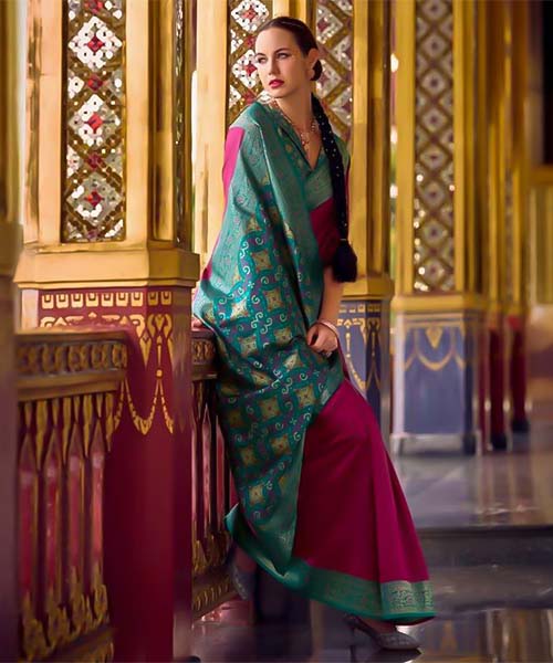 Red Soft Silk Casual Wear Saree in fiji