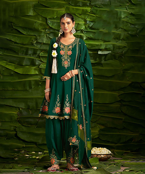 Green Silk PartyWear Kurti