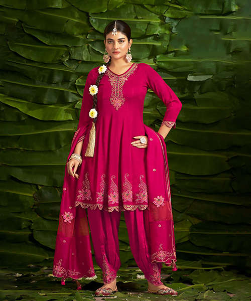 Red Silk PartyWear Kurti