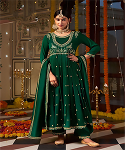 Green Silk Anarkali Suit