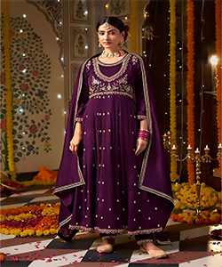 Purple Silk Anarkali Suit