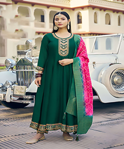 Green Silk Anarkali Suit