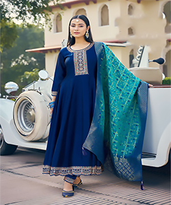 Blue Silk Anarkali Suit