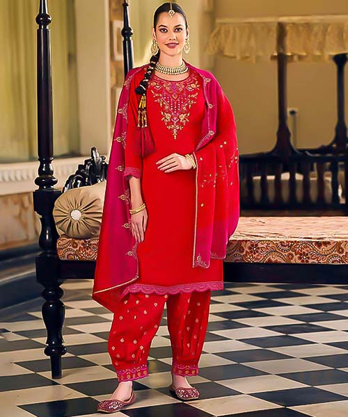 Red Muslin Casual Wear Kurti