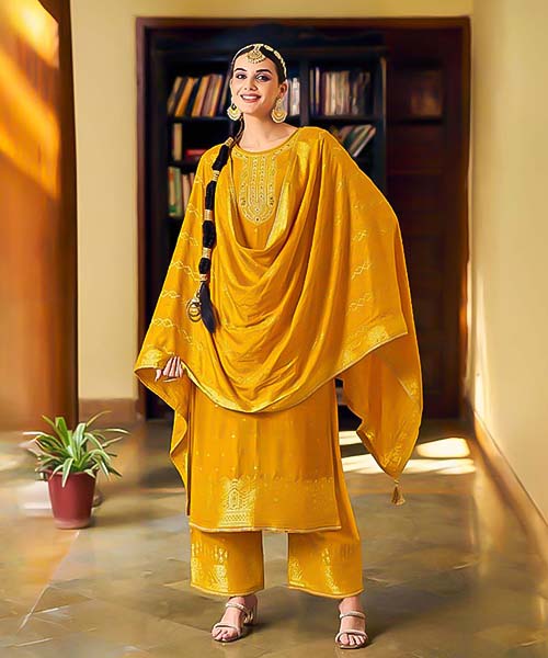 Yellow  Muslin Party Wear Kurti