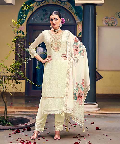 White  Georgette Casual Wear Kurti