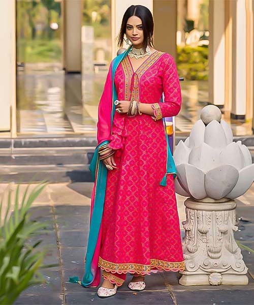 Magenta  Cotton Casual Wear Salwar Kameez