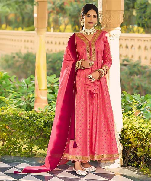 Pink  Cotton Casual Wear Salwar Kameez