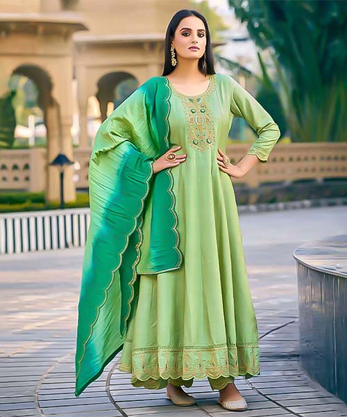 Green Viscose Jacquard  Casual Wear Salwar Kameez in europe