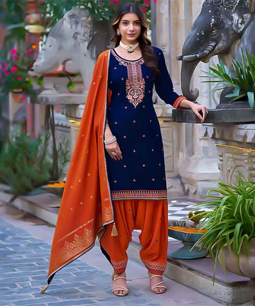 Blue Jam Silk Casual Wear Salwar Kameez
