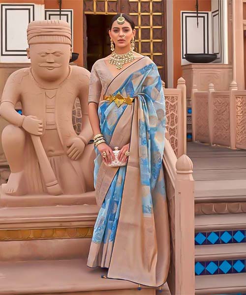 Blue  Organza Casual Wear Saree in ipswich