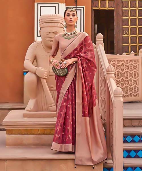 Red Organza Casual Wear Saree in ipswich