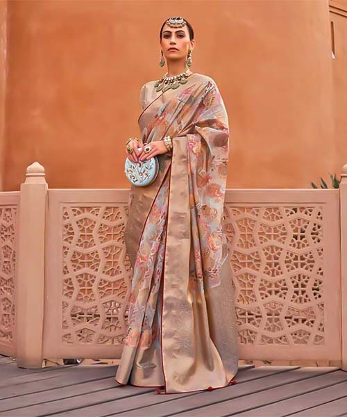 Brown Organza Casual Wear Saree in ipswich