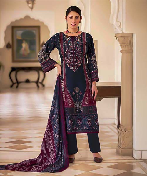 Blue  Cotton Printed Salwar Kameez in bath