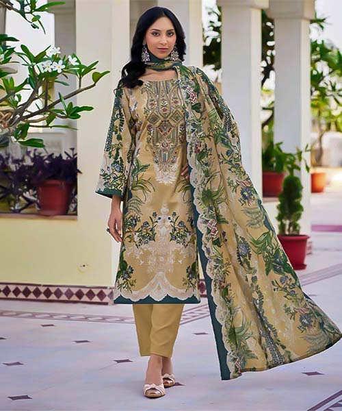Green  Lawn Cambric Printed Salwar Kameez in mumbai