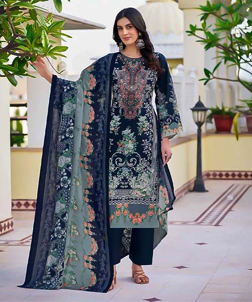 Blue Lawn Cambric Printed Salwar Kameez in mumbai