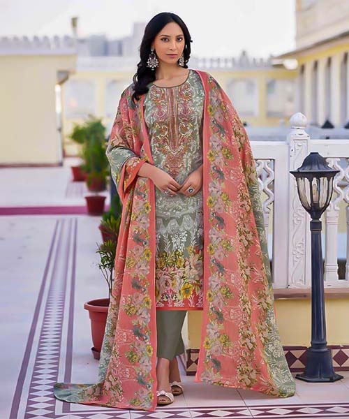 Green  Lawn Cambric Printed Salwar Kameez in mumbai