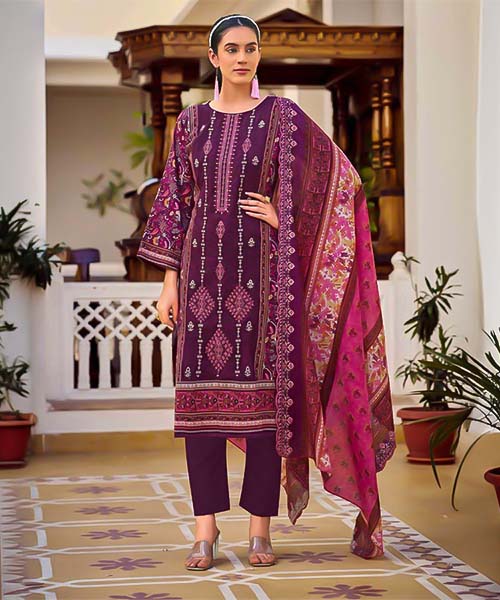Magenta Cotton Casual Wear Salwar Kameez in delhi