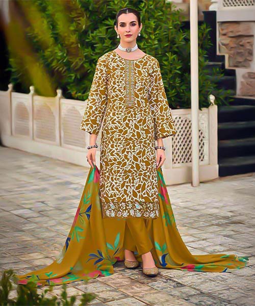 Yellow  Lawn Cambric Casual Wear Salwar Kameez