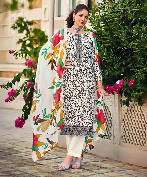 White Lawn Cambric Casual Wear Salwar Kameez