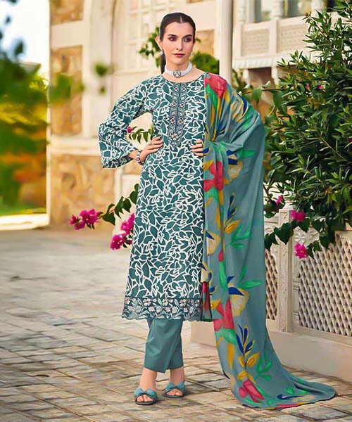 Green  Lawn Cambric Casual Wear Salwar Kameez