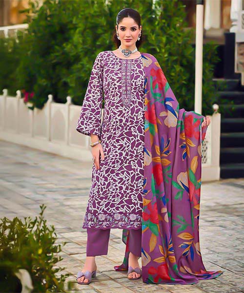 Violet Lawn Cambric Casual Wear Salwar Kameez