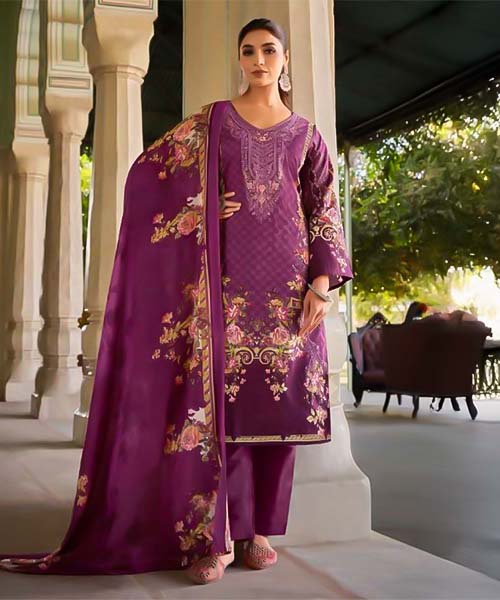 Purple Cotton Printed Salwar Kameez in austin
