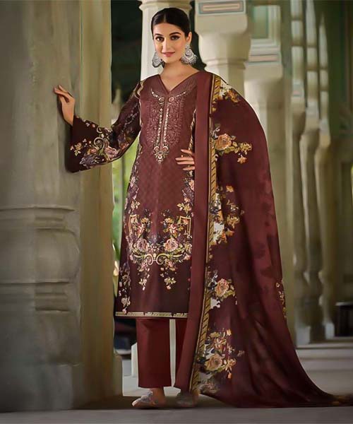Brown Cotton Printed Salwar Kameez in austin