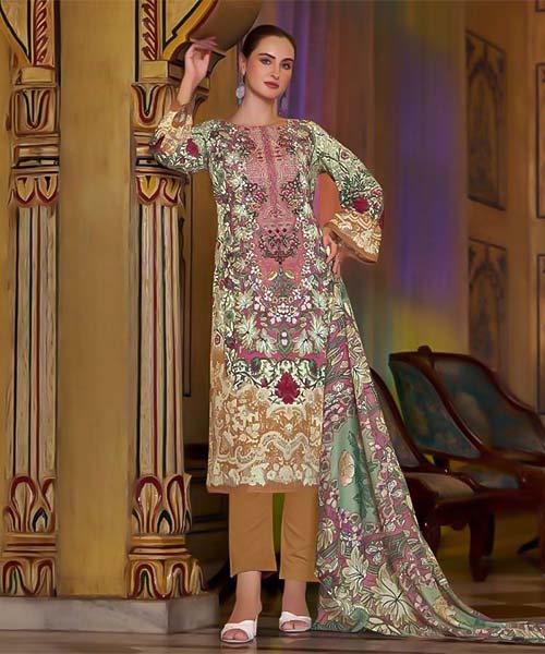 White  Cotton Printed Salwar Kameez in mumbai
