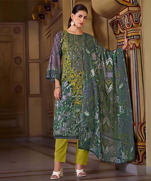 Green  Cotton Printed Salwar Kameez in mumbai